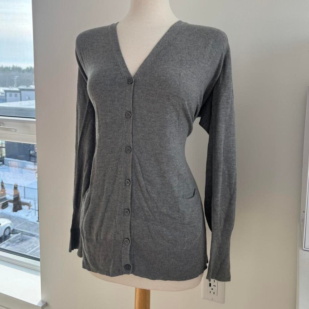 Mossimo Gray V Neck Long Sleeve Knit Button Up Cardigan Sweater Sz 2X